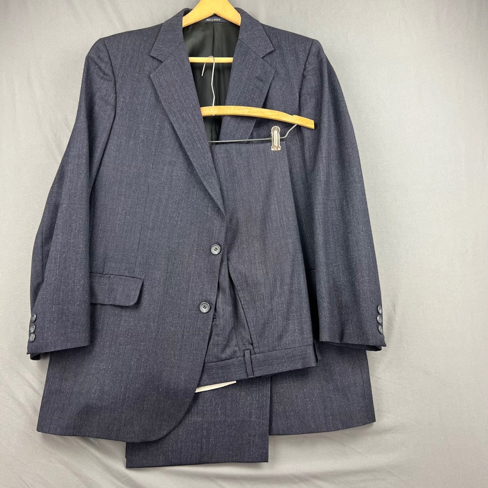 Stanley Blacker Suit Mens 40/36 Hiller's Wool Blend Charcoal Gray 2pc Set USA